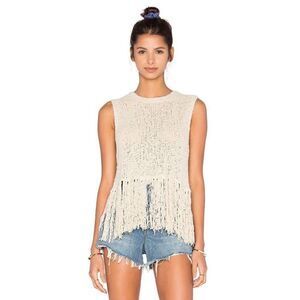 ALC Sleeveless Popcorn Silk Fringe Boho Size Small
